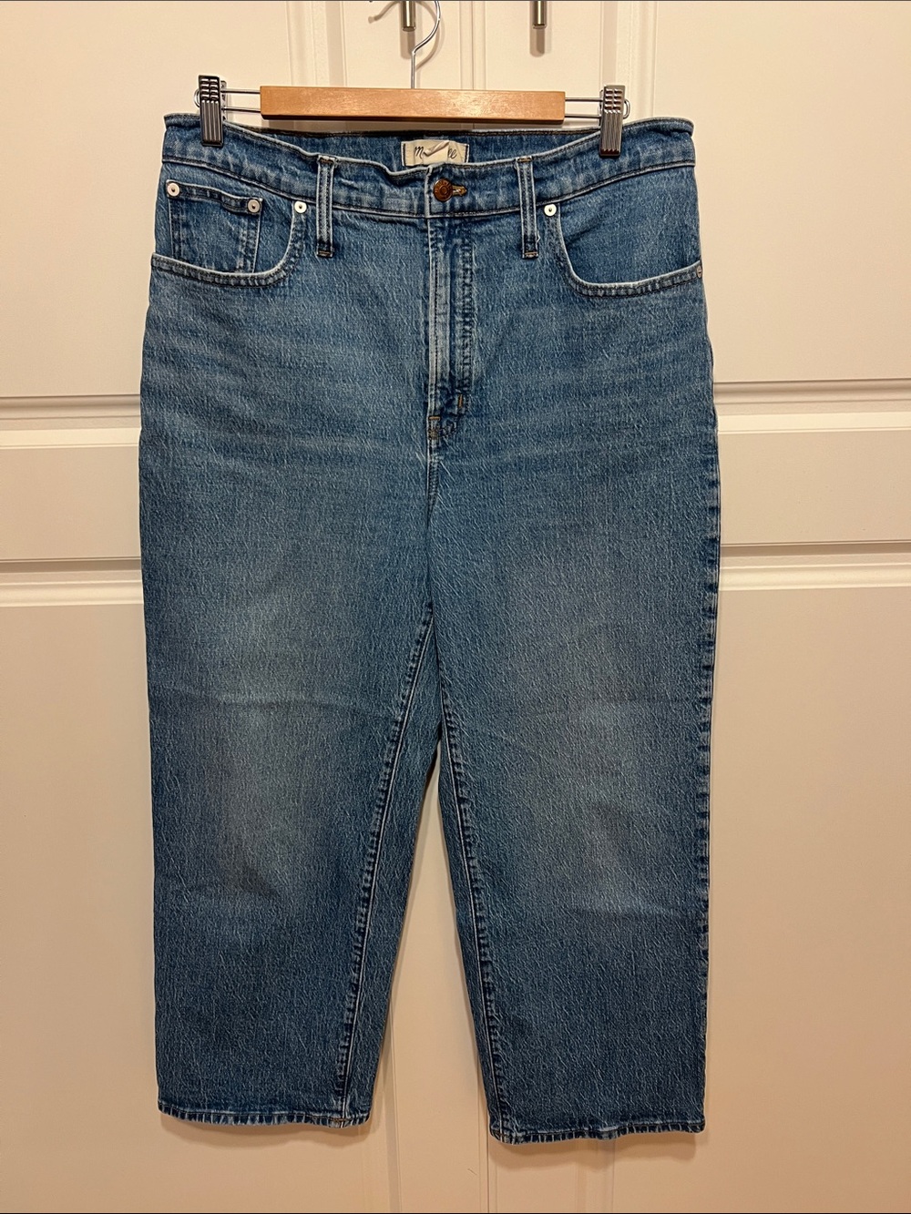 Madewell Perfect Vintage Wide Leg Crop Jeans, 31, Medium Blue Wash